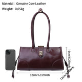 Royal Bagger Genuine Cow Leather Women's Shoulder Bag, Retro Underarm Tote Purse with Large Capacity, Top Handle Handbag 3265
