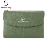 Royal Bagger RFID Blocking Women's Short Wallet Genuine Leather Multi-card Slots Card Holder Trifold Purse Magnetic Opening 2063