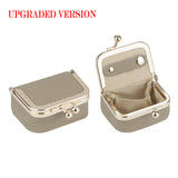 Royal Bagger Genuine Leather Mini Coin Purse, Solid Color Kiss Lock Change Pouch, Casual Style Small Storage Bag for Women 1894