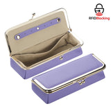 Royal Bagger Genuine Leather RFID Blocking Fashion Glasses Case, Pencil Bag with Kiss Lock, Organizer for Rings, Necklaces & Earrings for Women 4135