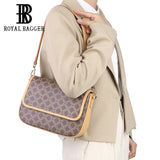 Royal Bagger Retro Crossbody Box Bag for Women, Signature Canvas & Leather, Elegant Compact Shoulder Purse 5245
