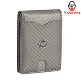 Royal Bagger Men's Genuine Leather Wallet RFID Card Holder Carbon Fiber Wallet Large Capacity Two Fold Wallet 3240