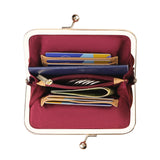 Royal Bagger Women's RFID Card Holder, Kiss Lock Coin Purse, Short Wallet, Signature Coated Canvas & Vegetable-Tanned Cowhide Leather 5120