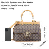 Royal Bagger Coated Canvas & Vegetable-Tanned Leather Shoulder & Crossbody Bag – Large Capacity Top Handle Purse 5248