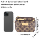 Royal Bagger Women's RFID Coin Purse – Signature Coated Canvas & Vegetable-Tanned Cowhide Leather, Multi-Zipper Clutch Wallet with Keychain & Wristlet 2903