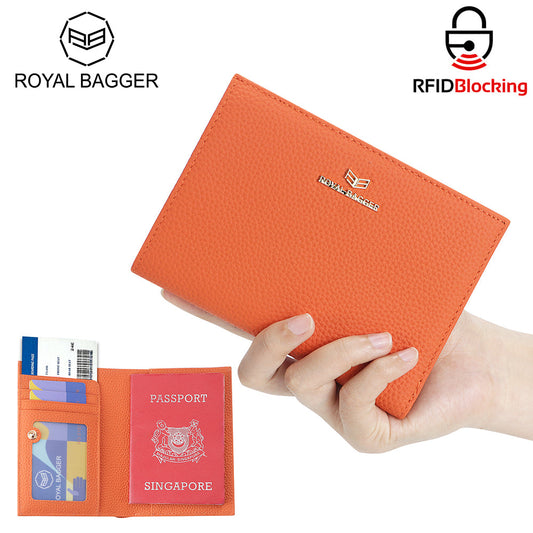 Royal Bagger Genuine Leather RFID Blocking Passport Wallets, Casual Style Credit Card Holder for Women, Travel Wallet Purse 3090