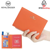 Royal Bagger Genuine Leather RFID Blocking Passport Wallets, Casual Style Credit Card Holder for Women, Travel Wallet Purse 3090