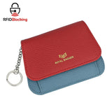 Royal Bagger Multi-card Slots Short Wallet, Genuine Leather Credit Card Holder, RFID Blocking Card Coin Purse with Keychain 1943