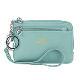 Royal Bagger RFID Coin Purse with Keychain, Genuine Leather Multi Zipper Clutch Wallet, Portable Wristlet Card Holder 1903-1