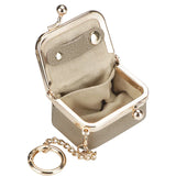 Royal Bagger Genuine Leather Mini Kiss Lock Coin & Jewelry Box, Removable Keychain, Storage for Rings, Earrings, Necklaces 2894