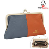 Royal Bagger RFID Blocking Genuine Leather Clutch Purse for Women, Elegant Evening Wallet with Kiss Lock, Phone Holder 2868