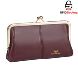 Royal Bagger RFID Genuine Leather Wallet for Women, Kiss Lock Clutch with Multi-Card Slots, Vintage Card Holder Purse 2468