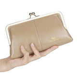 Royal Bagger RFID Genuine Leather Wallet for Women, Kiss Lock Clutch with Multi-Card Slots, Vintage Card Holder Purse 2468