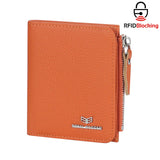 Royal Bagger RFID Blocking Genuine Leather Short Wallet for Women - Slim Bifold Coin Purse, Fashionable & Simple Design 3201