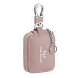 Royal Bagger Mini Portable Zipper Earphone Bags Genuine Leather Small Key Wallet with Keychain Fashion Simple Headphone Bag 2901