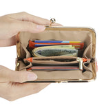 Royal Bagger Fashionable Genuine Leather RFID Blocking Women's Wallet with Kiss Lock, Card Slots and Zipper Coin Pocket 4120