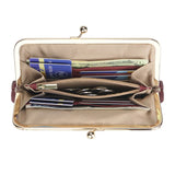 Royal Bagger RFID Kiss Lock Wallet, Genuine Leather Clutch Purse for Women with Solid Color Lining & Multi-Card Slots 3468