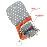 Royal Bagger Kiss Lock Coin Purse for Women RFID Simple Card Holder with Removable Keychain Genuine Leather Storage Bag 2622