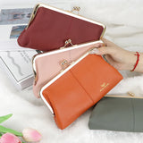 Royal Bagger RFID Kiss Lock Wallet, Genuine Leather Clutch Purse for Women with Solid Color Lining & Multi-Card Slots 3468