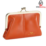 Royal Bagger Fashionable Genuine Leather RFID Blocking Women's Wallet with Kiss Lock, Card Slots and Zipper Coin Pocket 4120