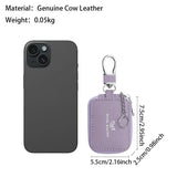 Royal Bagger Mini Portable Zipper Earphone Bags Genuine Leather Small Key Wallet with Keychain Fashion Simple Headphone Bag 2901