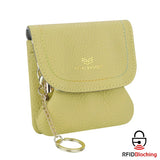 Royal Bagger Kiss Lock Coin Purse for Women RFID Simple Card Holder with Removable Keychain Genuine Leather Storage Bag 2622