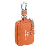 Royal Bagger Mini Portable Zipper Earphone Bags Genuine Leather Small Key Wallet with Keychain Fashion Simple Headphone Bag 2901