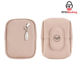 Royal Bagger RFID Mini Genuine Leather Women's Coin Purse - Solid Color Buckle Pouch for Keys, Earphones & Daily Essentials 3603
