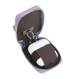 Royal Bagger Mini Portable Zipper Earphone Bags Genuine Leather Small Key Wallet with Keychain Fashion Simple Headphone Bag 2901