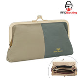 Royal Bagger RFID Blocking Genuine Leather Clutch Purse for Women, Elegant Evening Wallet with Kiss Lock, Phone Holder 2868