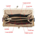 Royal Bagger RFID Blocking Genuine Leather Clutch Purse for Women, Elegant Evening Wallet with Kiss Lock, Phone Holder 2868