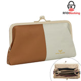 Royal Bagger RFID Blocking Genuine Leather Clutch Purse for Women, Elegant Evening Wallet with Kiss Lock, Phone Holder 2868