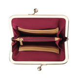 Royal Bagger Women's RFID Card Holder, Kiss Lock Coin Purse, Short Wallet, Signature Coated Canvas & Vegetable-Tanned Cowhide Leather 5120