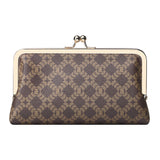 Royal Bagger Women's RFID Clutch Wallet, Signature Coated Canvas & Vegetable-Tanned Cowhide Leather Kiss Lock Purse, Multi-Card Holder 5468