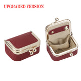 Royal Bagger Genuine Leather Mini Coin Purse, Solid Color Kiss Lock Change Pouch, Casual Style Small Storage Bag for Women 1894