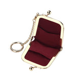 Royal Bagger Mini Retro Jewelry Box for Women, Slim Kiss Lock Purse with Removable Chain, Signature Coated Canvas & Vegetable-Tanned Cowhide Leather 7120