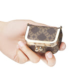 Royal Bagger Women's Mini Jewelry Box & Coin Purse – Signature Coated Canvas & Vegetable-Tanned Cowhide Leather, Solid Color Kiss Lock Change Pouch, Casual Small Storage Bag 5894