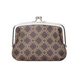 Royal Bagger RFID Coin Purses for Women, Fashion Kiss Lock Change Pouch, Double Clip Key Card Storage Bag, Signature Coated Canvas & Vegetable-Tanned Cowhide Leather 2858