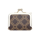 Royal Bagger Women's Mini Jewelry Box & Coin Purse with Removable Chain – Signature Coated Canvas & Vegetable-Tanned Cowhide Leather, Small Kiss Lock Storage Bag 9894