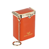 Royal Bagger Mini Chain Cosmetics Case for Women, Genuine Cow Leather Retro Kiss Lock Purse, Small Lipstick Makeup Bag with Mirror 3241