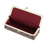 Royal Bagger Women's Eyeglass Case & Coin Purse, RFID Pencil Bag with Kiss Lock, Coated Canvas & Vegetable-Tanned Leather 5135