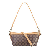 Royal Bagger Chain Shoulder Bag for Women, Signature Coated Canvas & Vegetable-Tanned Cowhide Leather Underarm Purse, Fashion Retro Handbag 5263