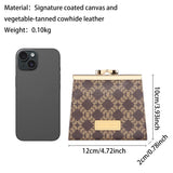 Royal Bagger Women’s RFID Credit Card Holder Wallet – Vintage Coin Purse with Signature Coated Canvas & Vegetable-Tanned Cowhide Leather, Kiss Lock Short Wallet 5242