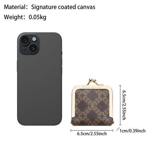 Royal Bagger Mini Ultra-Thin Jewelry Box & Kiss Lock Purse – Signature Coated Canvas, Women's Essential 8120