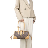 Royal Bagger Women's Shoulder Bag, Coated Canvas & Vegetable-Tanned Cowhide Leather, Retro Large Capacity Underarm Tote 5265