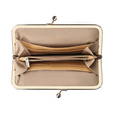 Royal Bagger Women's RFID Clutch Wallet, Signature Coated Canvas & Vegetable-Tanned Cowhide Leather Kiss Lock Purse, Multi-Card Holder 5468