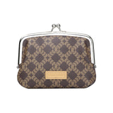 Royal Bagger RFID Coin Purses for Women, Fashion Kiss Lock Change Pouch, Double Clip Key Card Storage Bag, Signature Coated Canvas & Vegetable-Tanned Cowhide Leather 2858