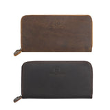 Royal Bagger Retro RFID Long Wallets for Men, Genuine Leather Zipper Clutch Coin Purse, Casual Multi-card Slots Card Holder 1815