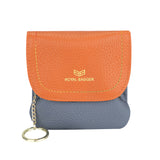 Royal Bagger Color Block Mini Coin Purse, RFID Simple Credit Card Holder with Kiss Lock, Genuine Leather Casual Storage Bag 1922