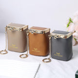 Royal Bagger Mini Chain Cosmetics Case for Women, Genuine Cow Leather Retro Kiss Lock Purse, Small Lipstick Makeup Bag with Mirror 3241